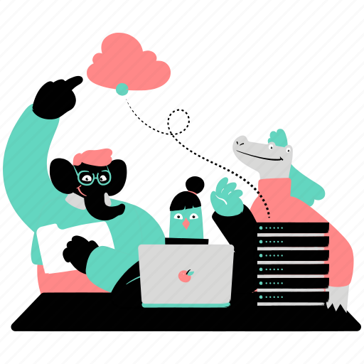 Storage, archive, data, database, cloud, laptop, team illustration - Download on Iconfinder