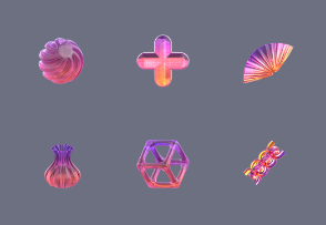 3D Abstract Gradient Glass Object Render