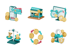 3D Cryptocurrency Investment Illustrations Pack