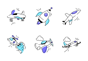 Animated Aircraft Doodle Set