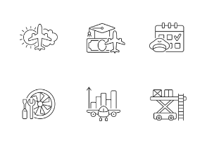 Aviation icons. Linear. Outline