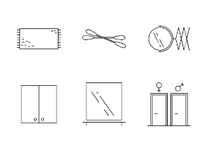 Bathroom Items Thin Line Vector Set