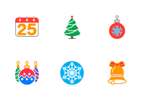 Christmas and Happy New Year icon set