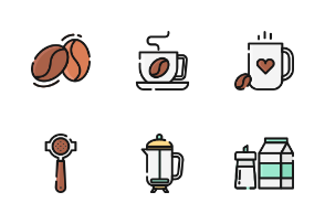 Coffee Shop With outline and Color Iconset