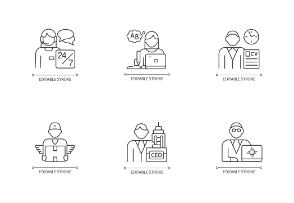 Company staff icons. Linear. Outline