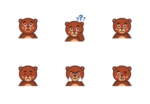 Cute bear emojis, avatars set