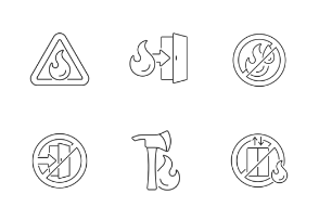 Fire safety icons. Linear. Outline