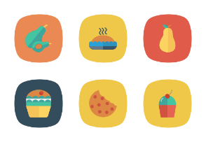 Food and Drinks Flat Square Rounded vol 1