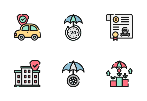 Insurance With Outline And Color Iconset