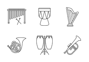 Musical instruments. Linear. Outline