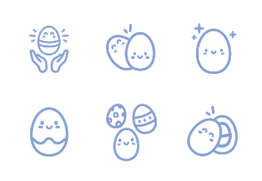 Outline Cute Easter Eggs
