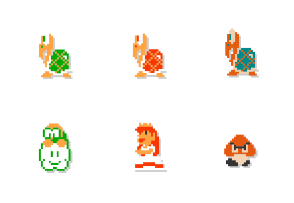 Pixel NES Mario Characters