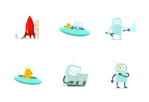 Robot character. Emoji sticker big set.