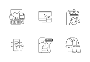 Routine icons. Linear. Outline