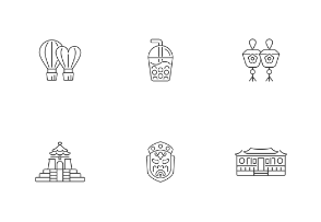 Taiwan icons. Linear. Outline