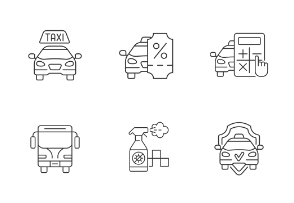 Taxi service icons. Linear. Outline