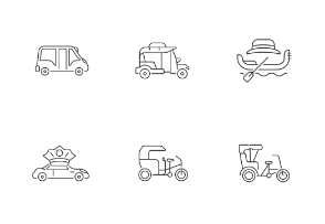 Taxi types. Linear. Outline