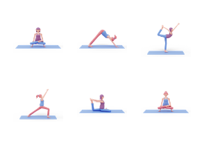 Yoga Pose 3d Character Set